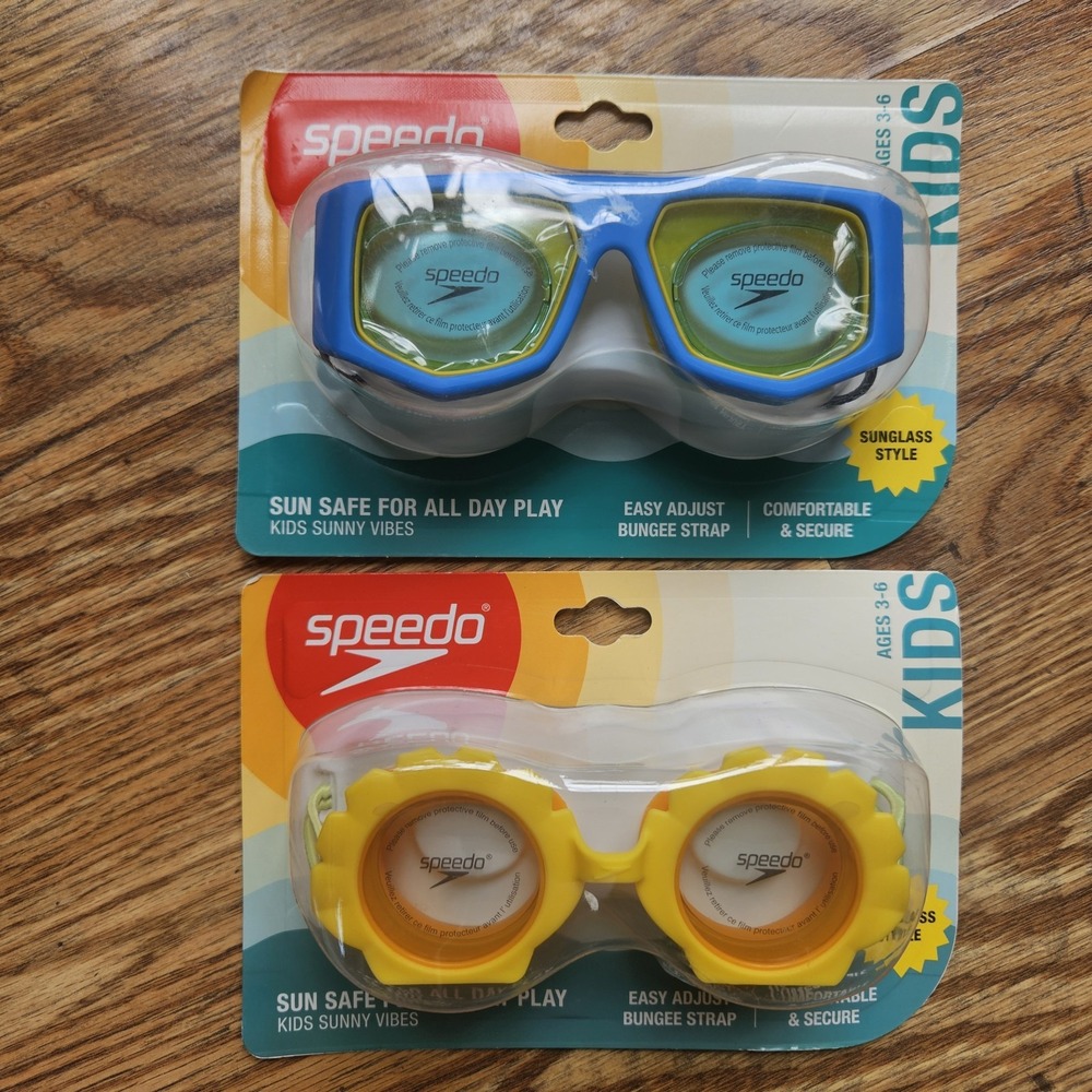 2 Speedo Kids Swim Goggles Ages 3-6 NEW Sunglasses Style Boy Girl Flower